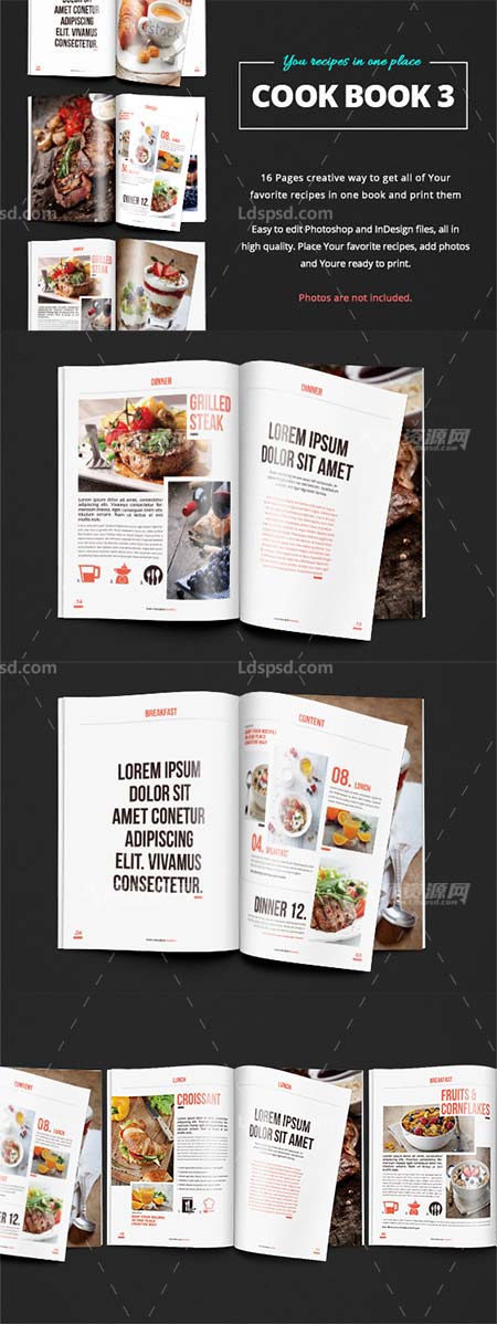 Cook Book - Recipes vol 3,indesign模板－烹饪秘笈(食谱/16页)